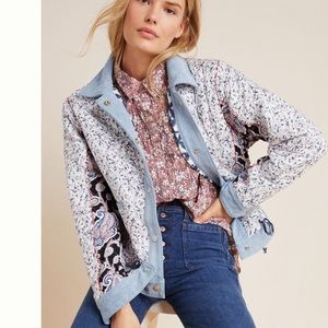Anthropologie Denim trimmed reversible patchwork jacket